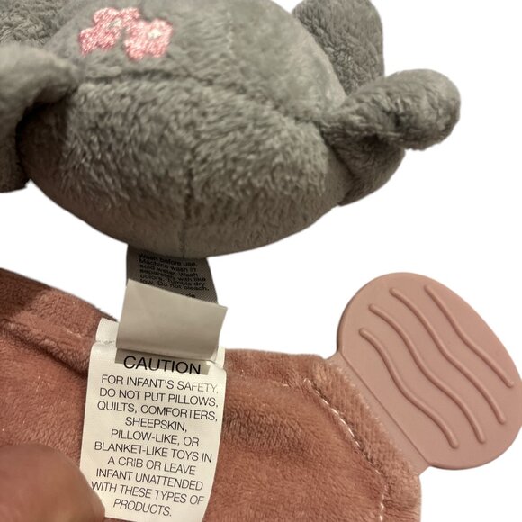 MODERN BABY Plush Elephant Lovey Security Blanket Teethers Rattle Floral Pink - Picture 6 of 8